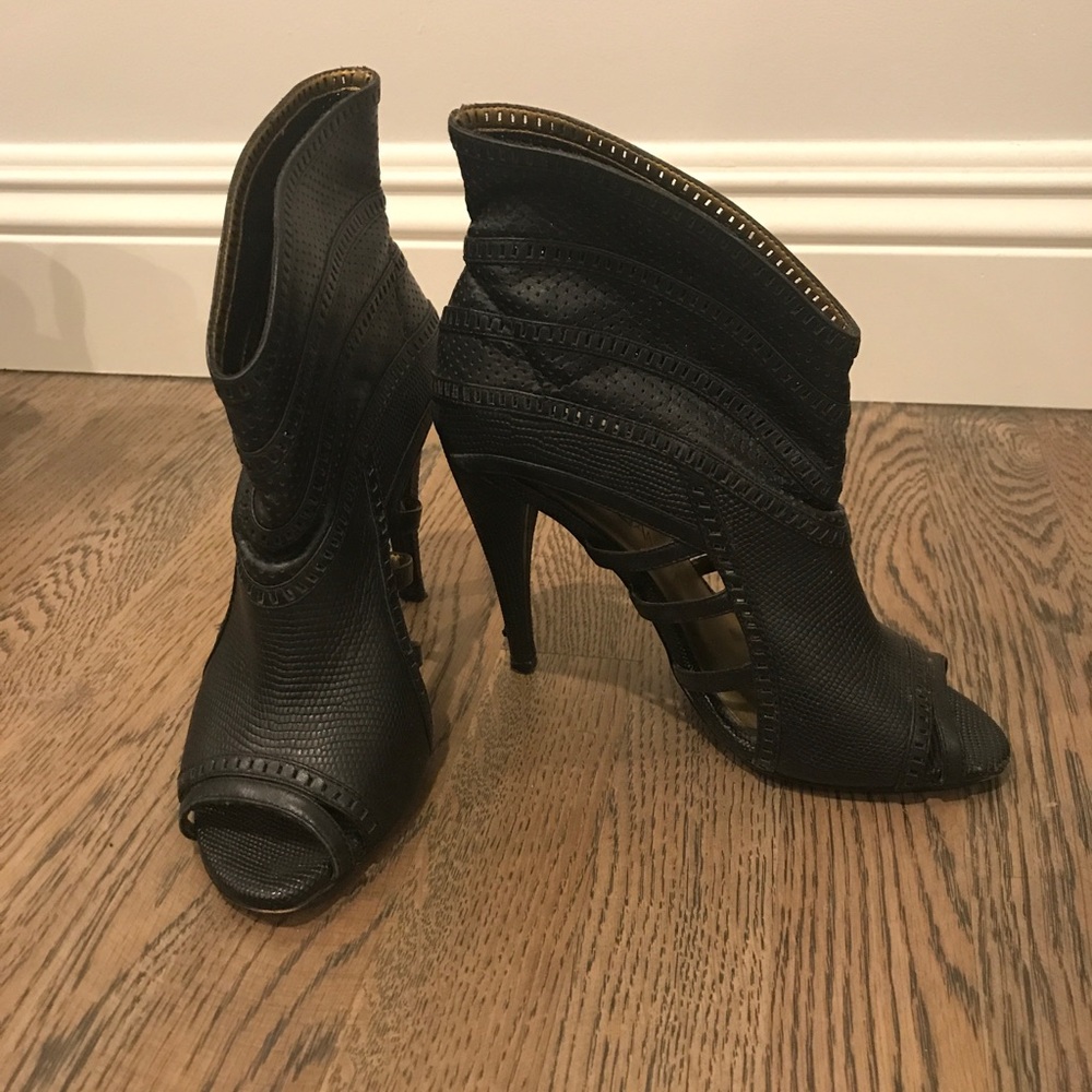 Black leather booties